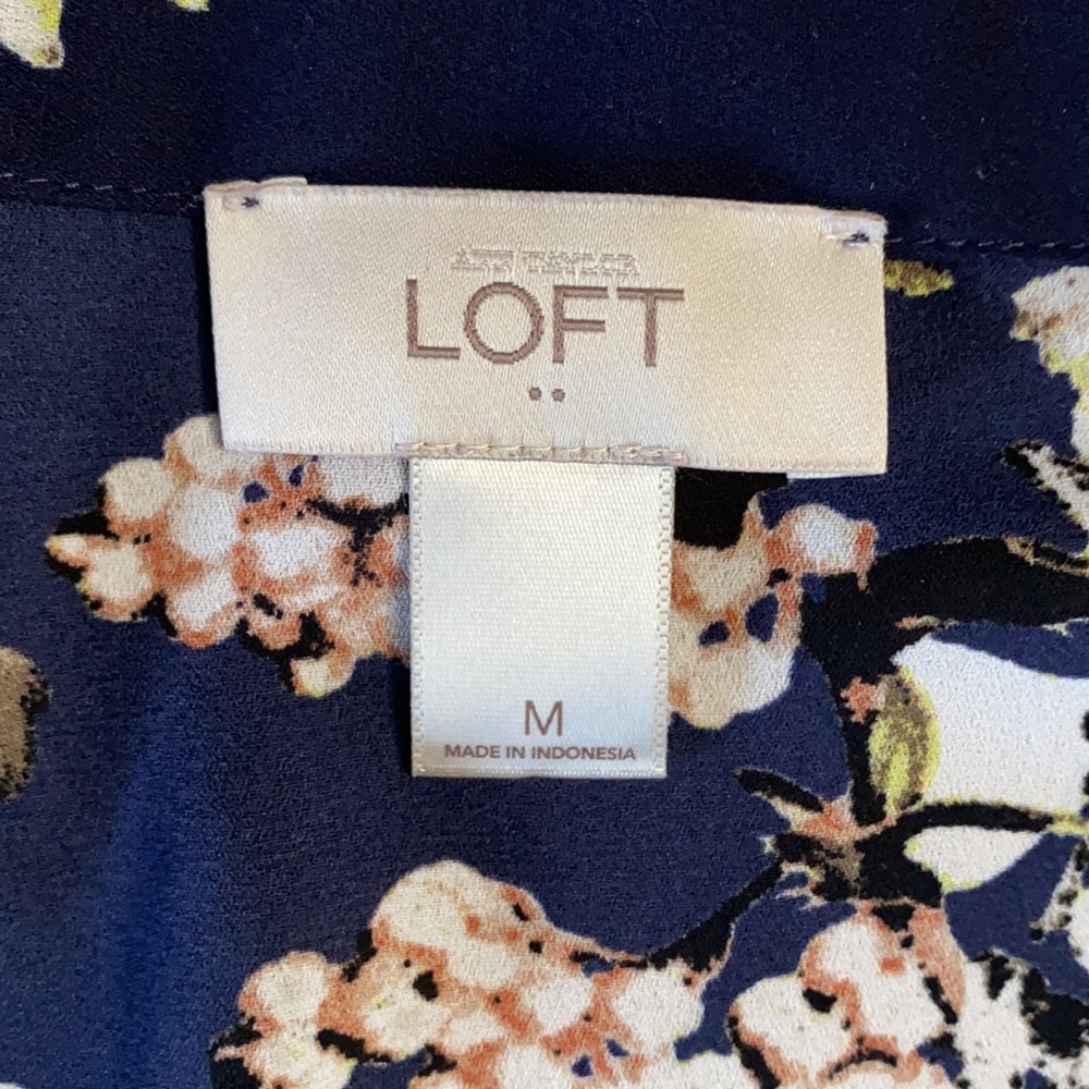 Navy floral dressy spaghetti strap tank blouse - Picture 5 of 5